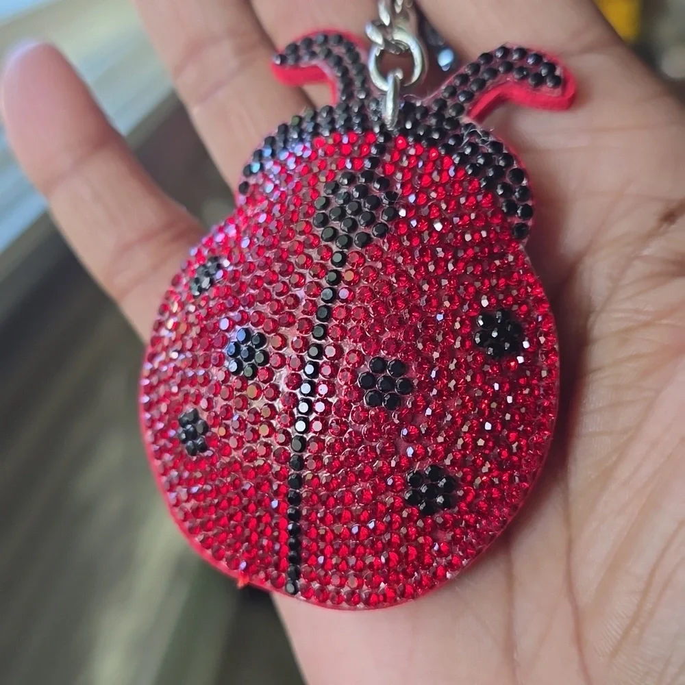 Red Rhinestone Ladybug Keychain - Picture 4 of 5